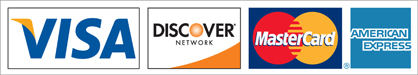 Master card, Visa, Am.EX. Descover logos