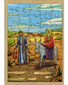 Игра-головоломка из дерева. Мария и Иосиф на пути в Вифлеем